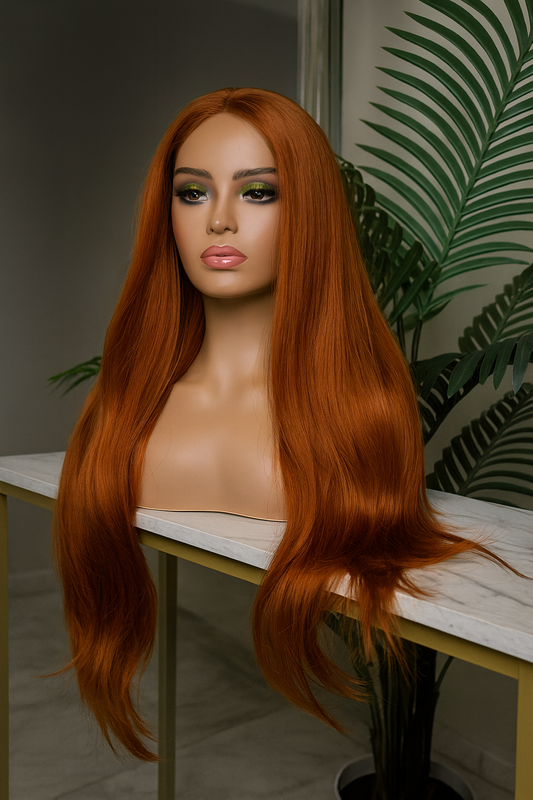 Peluca realista Cyrus | Peluca larga naranja de fibra premium | Ross Wigs
