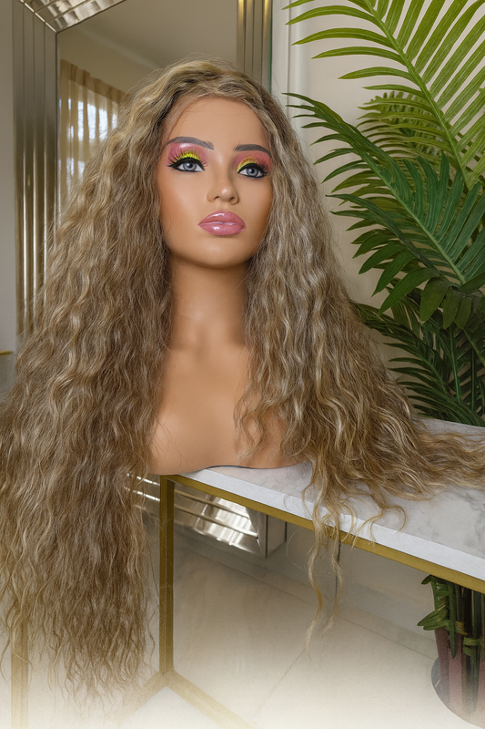 Peluca Realista Bonesh 13x3 Premium – Fibra Resistente al Calor, Estilo Natural y Súper Realista