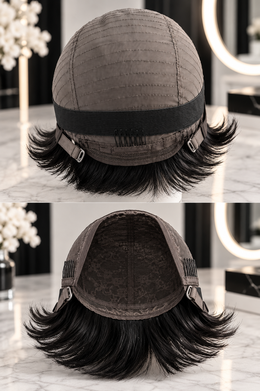 Peluca Pixie Negra de Cabello 100% Humano | Corta Lisa sin Lace