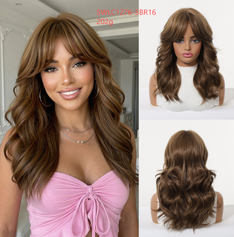 Peluca Clásica 16 Pulgadas Café con Ondas Naturales | Simulación de Raíz | Ross Wigs