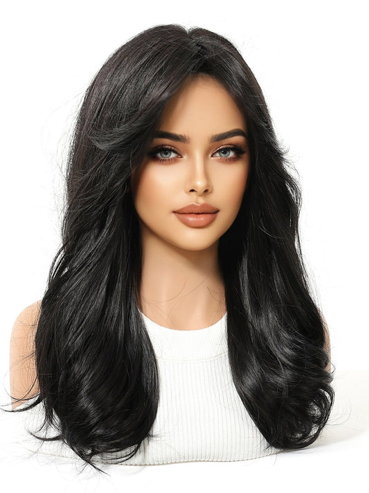 Peluca Realista negra – Fibra Premium sin Pegamento)
