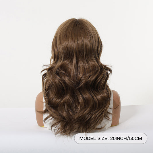 Peluca Clásica 16 Pulgadas Café con Ondas Naturales | Simulación de Raíz | Ross Wigs