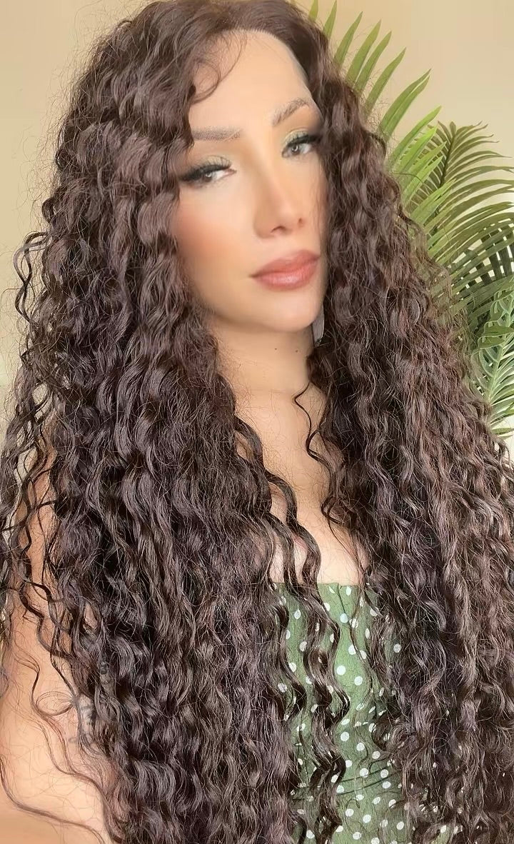 MOHANNA PELUCA RIZADA REALISTA DE ENCAJE DELANTERO 13x1 ASPECTO NATURAl