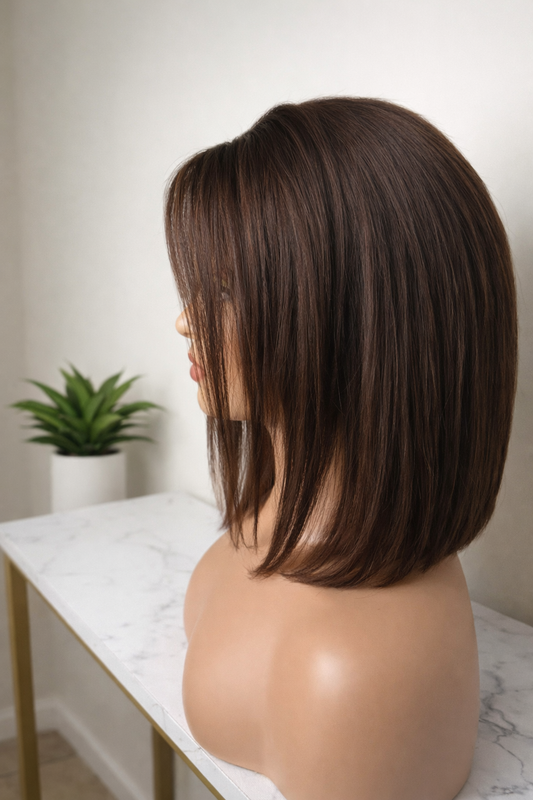 PELUCA 10 PULGADAS CABELLO 100% HUMANO CAFE OSCURO NATURAL