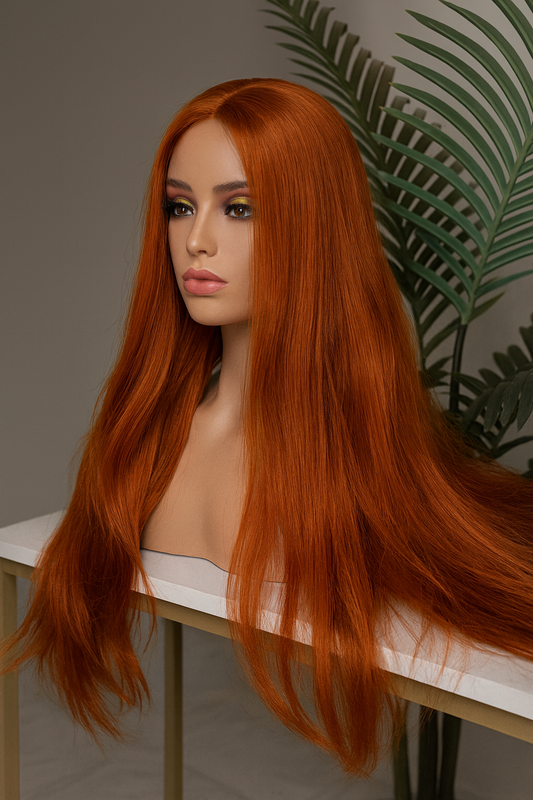Peluca realista Cyrus | Peluca larga naranja de fibra premium | Ross Wigs