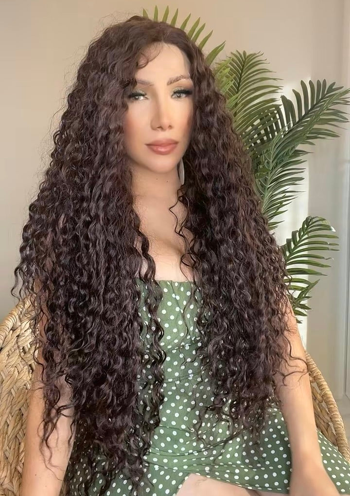 MOHANNA PELUCA RIZADA REALISTA DE ENCAJE DELANTERO 13x1 ASPECTO NATURAl