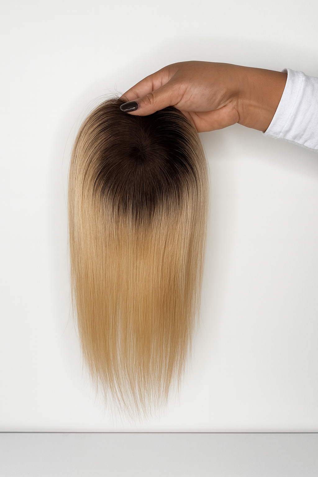 Topper RUBIO 100% Cabello Humano 12” | Malla Indetectable, Natural, Lavable y Ondulable