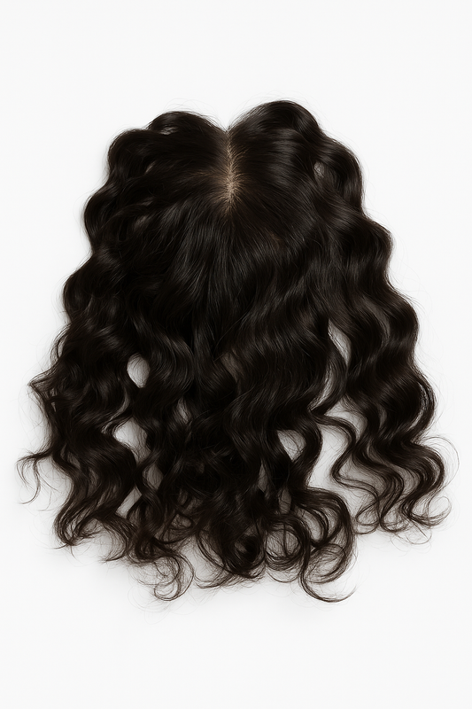 Topper de Cabello 100% Humano 14” | Base 9x14 cm | Volumen Natural para Alopecia