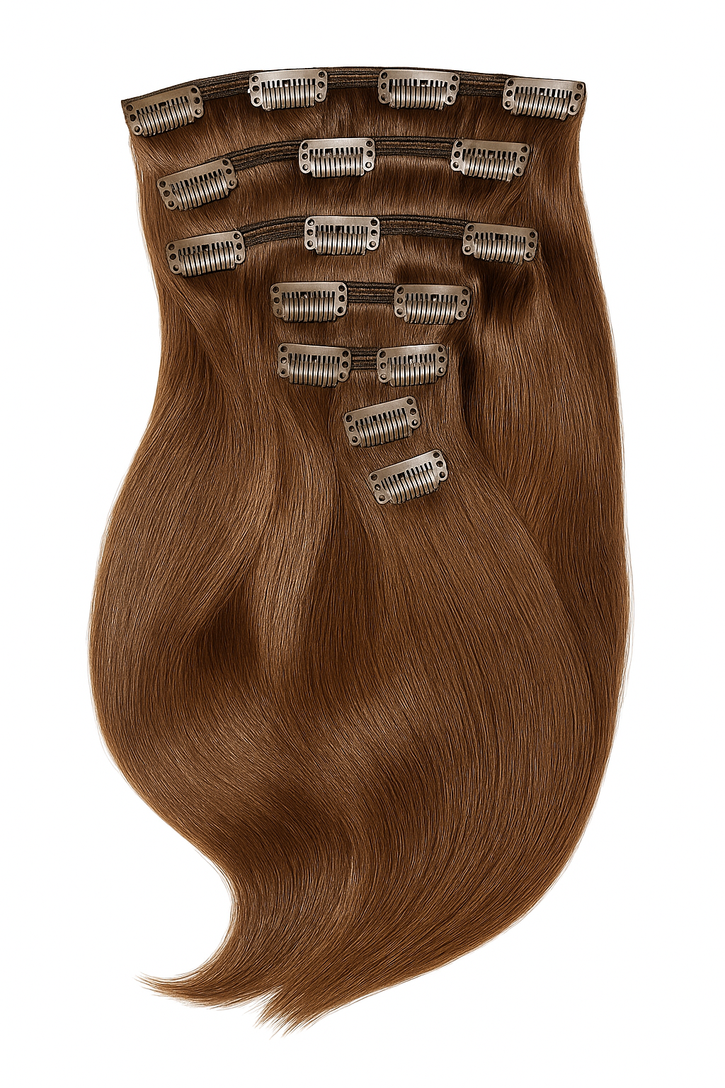 Extensiones de Cabello 100% Humano 22” – 110g con 7 Piezas de Clip, Naturales y Reutilizables