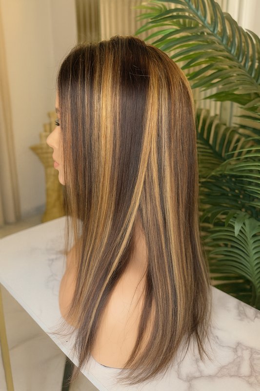 Peluca de Cabello 100% Humano 16” 13x4 Lace Front con Diseño de Color – Realista y Premiun