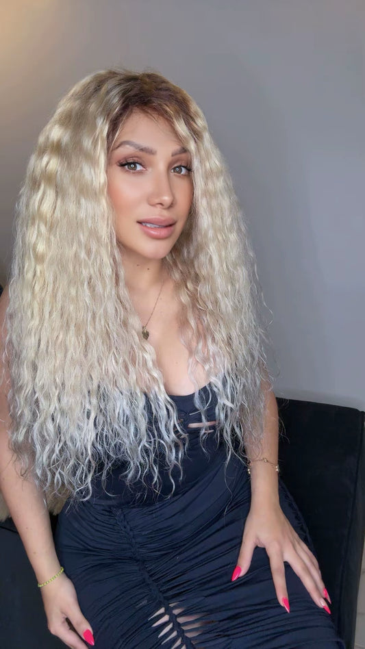 Peluca de Cabello 100% Humano 24” Rubia 13x6 Lace Front – Realista y Premium