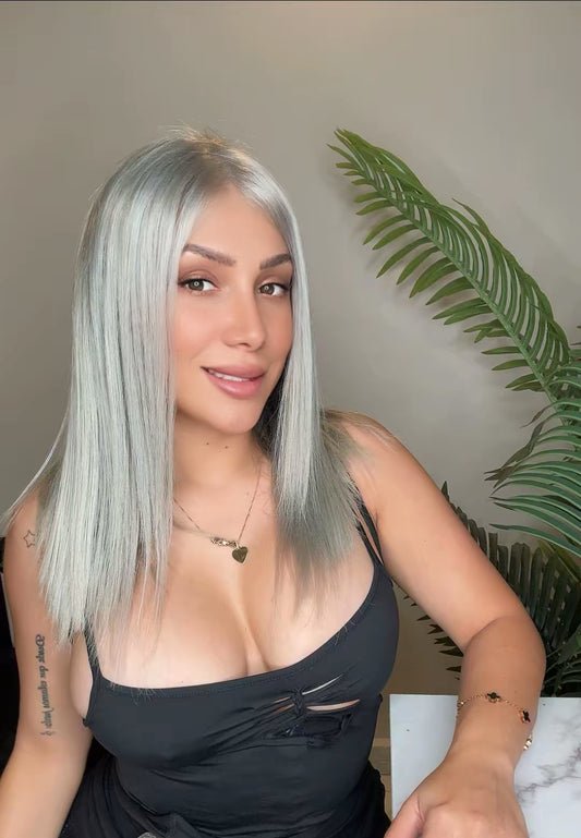 Peluca de Cabello 100% Humano 14” Platinada 13x4 Lace Front – Realista y Premium