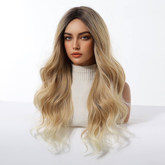 Peluca Realista rubio con raiz – Fibra Premium sin Pegamento)