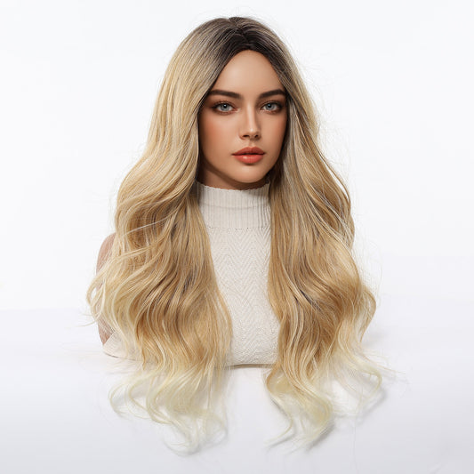 Peluca Realista rubio con raiz – Fibra Premium sin Pegamento)