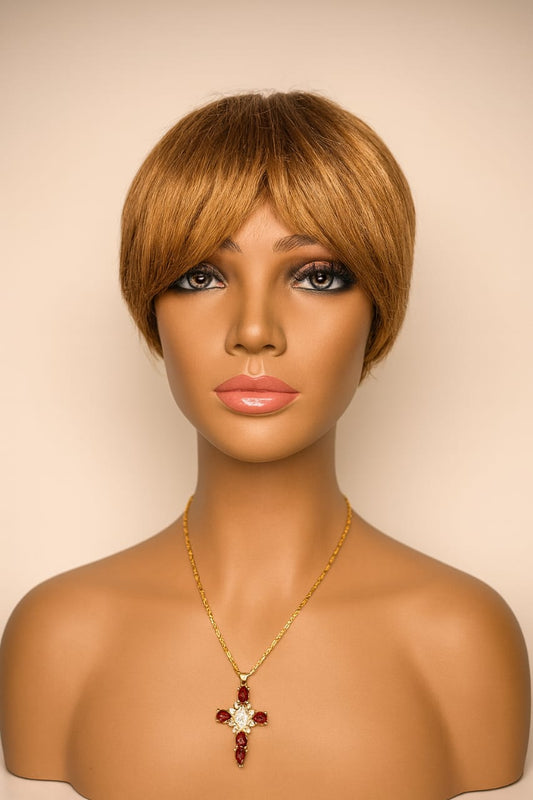 Peluca Pixie Dorada Clásica | Corte Pixie Corto y Realista | Fibra Premium Resistente al Calor | Ross Wigs