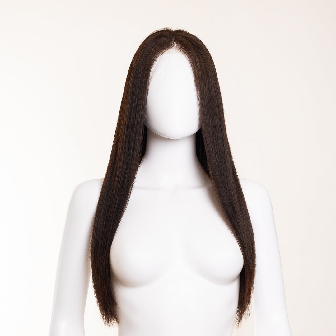 PELUCA CASTAÑA DE CABELLO HUMANO 20 PULGADAS
