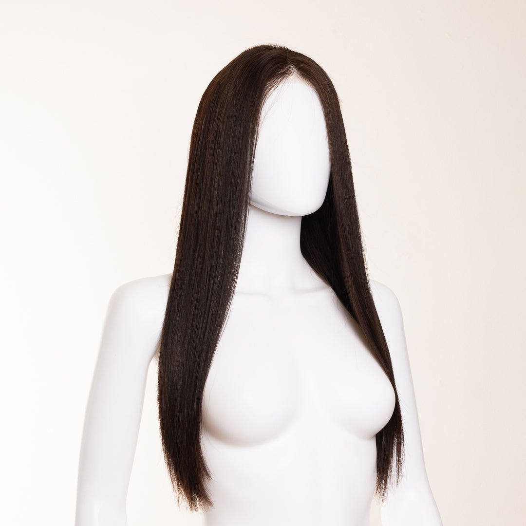 PELUCA CASTAÑA DE CABELLO HUMANO 20 PULGADAS