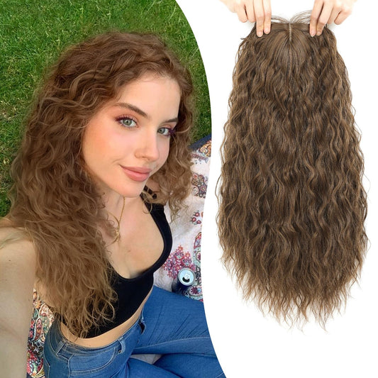 Topper Rizado de Fibra Premium Resistente al Calor | Simulación de Raíz Natural | Ideal para Alopecia, Canas y Poco Ca (Copia)