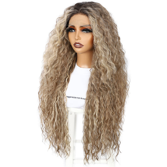 Peluca Bonesh 13x3 Rubio Cenizo | Fibra Premium Resistente al Calor | Lace Frontal Realista y Apariencia Natural