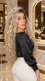BONESH | PELUCA RIZADA LACE 13X3 FIBRA PREMIUM RESISTENTE AL CALOR