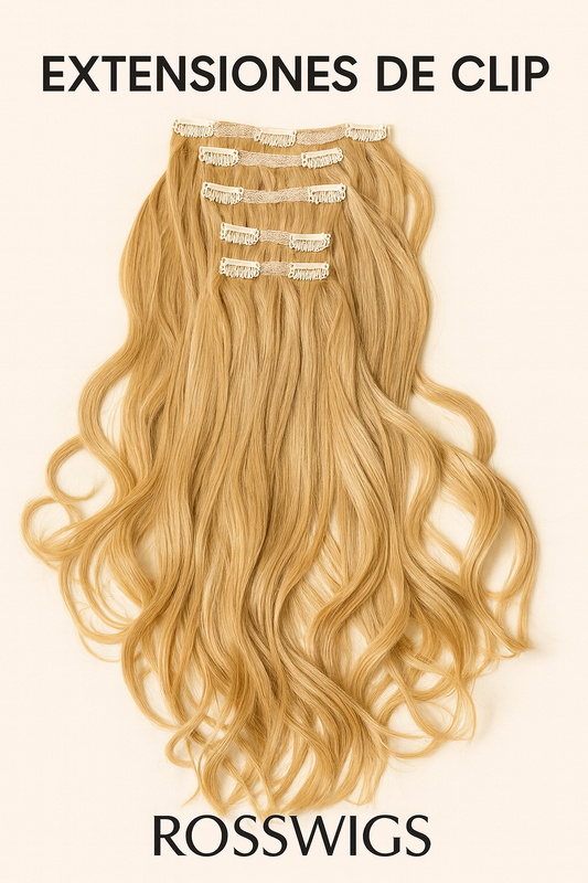 Extensiones de Clip 28” Rubias | 7 Piezas, 150g | Fibra Premium Resistente al Calor