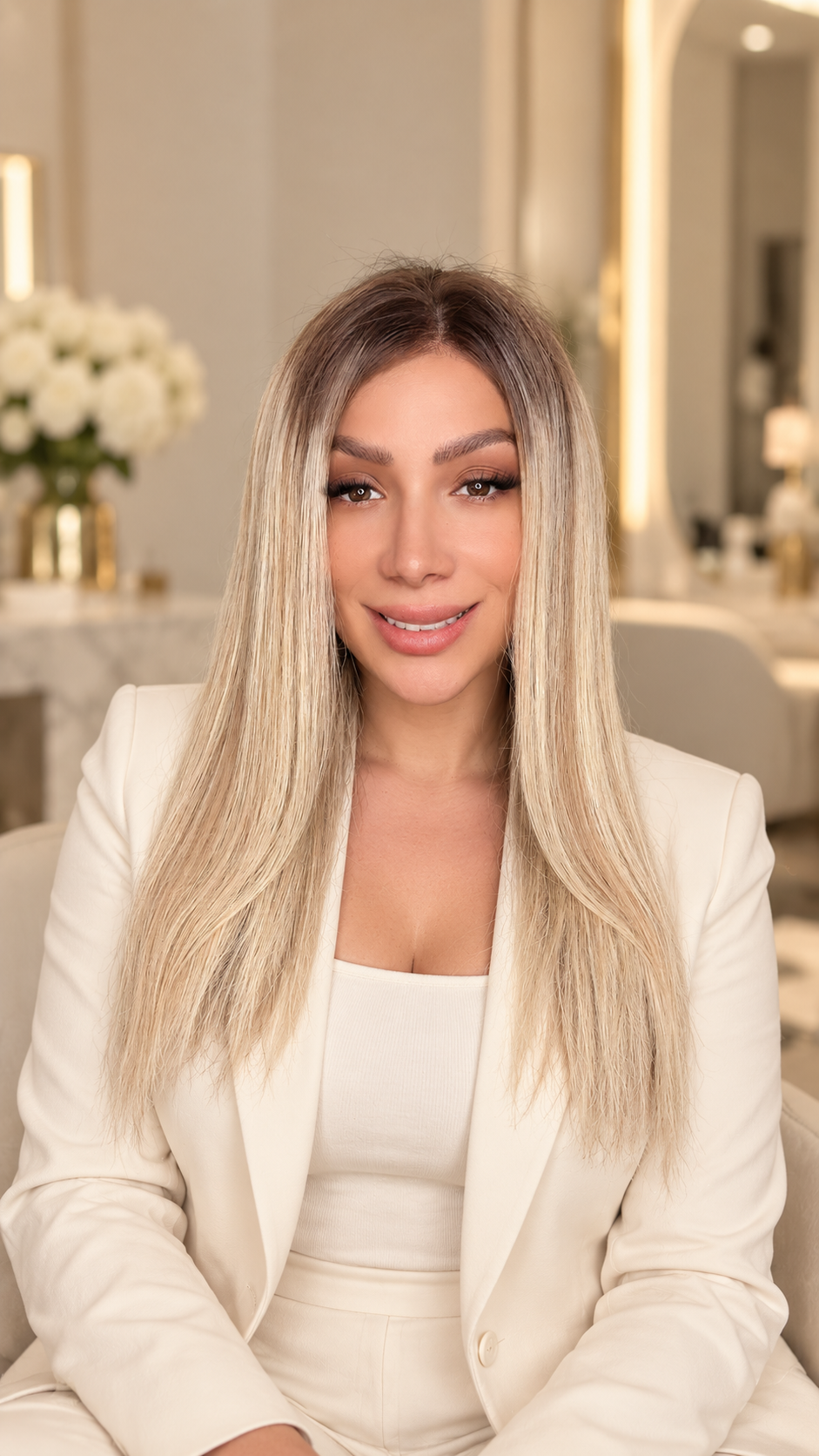 Peluca Rubia Extra Clara con Raíz 16 Pulgadas