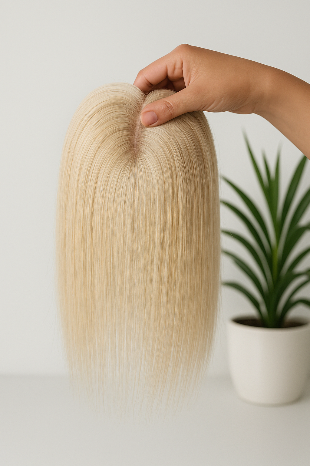 Topper RUBIO  100% Cabello Humano 12” | Malla Indetectable, Natural, Lavable y Ondulable – ROSS WIGS (Copia)