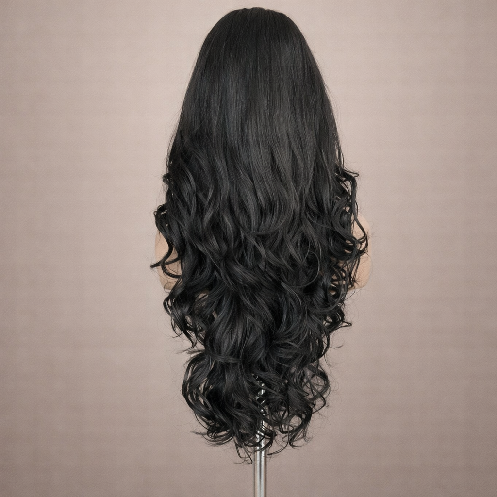 PELUCA REALISTA COLOR NEGRA 13X6 26 PULGADAS