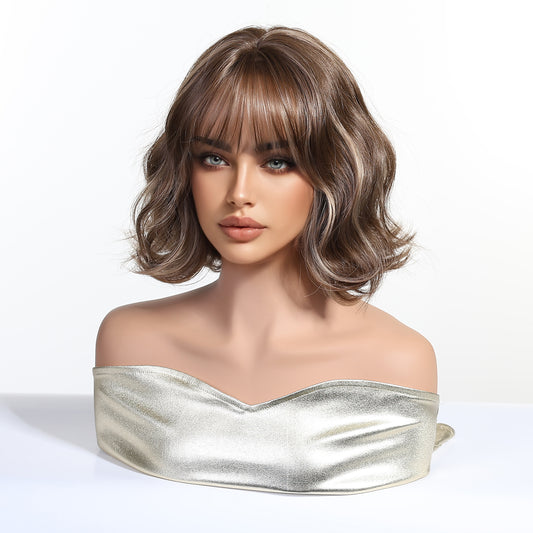 Peluca Realista Diamante con Flecos – Rubia Dorada, Fibra Premium sin Pegamento