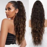 Ponytail Castaño Con Mechas  Natural | Fibra Premium Resistente al Calor, Suave, Ligera y Realista