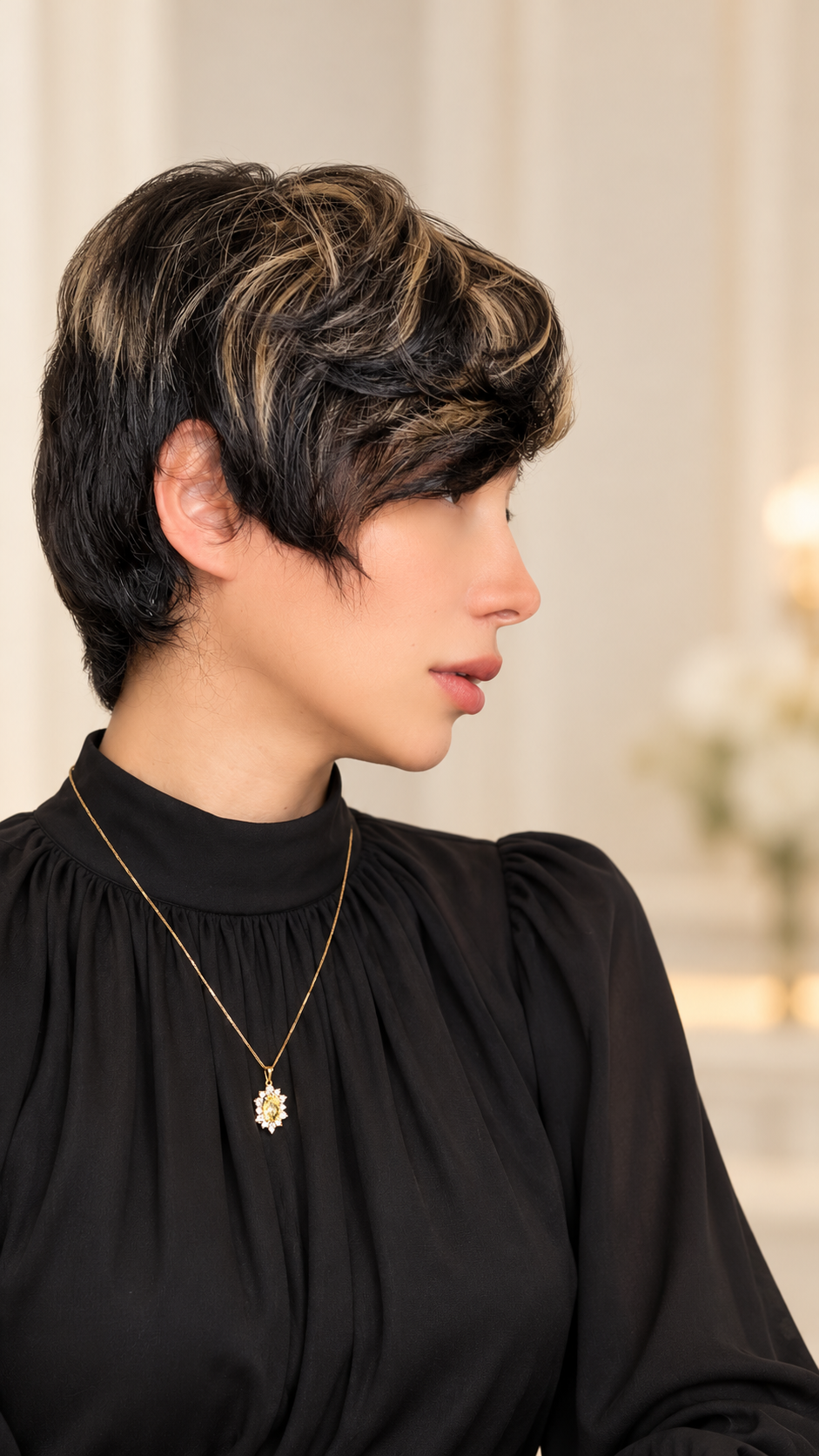 PELUCA CORTE PIXIE CASTAÑA CON REFLEJOS DORADOS | CORTA, SUAVE Y MANEJABLE