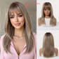 Peluca Clásica Rubio con Castaño Claro y Raíz Natural | Fibra Premium Resistente al Calor | Ross Wigs