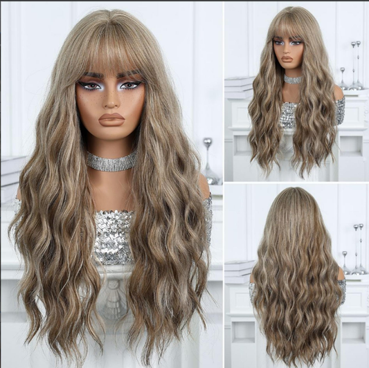 Peluca Clásica 16 Pulgadas Rubio con Balayage | Fibra Premium Resistente al Calor y Apariencia Natural