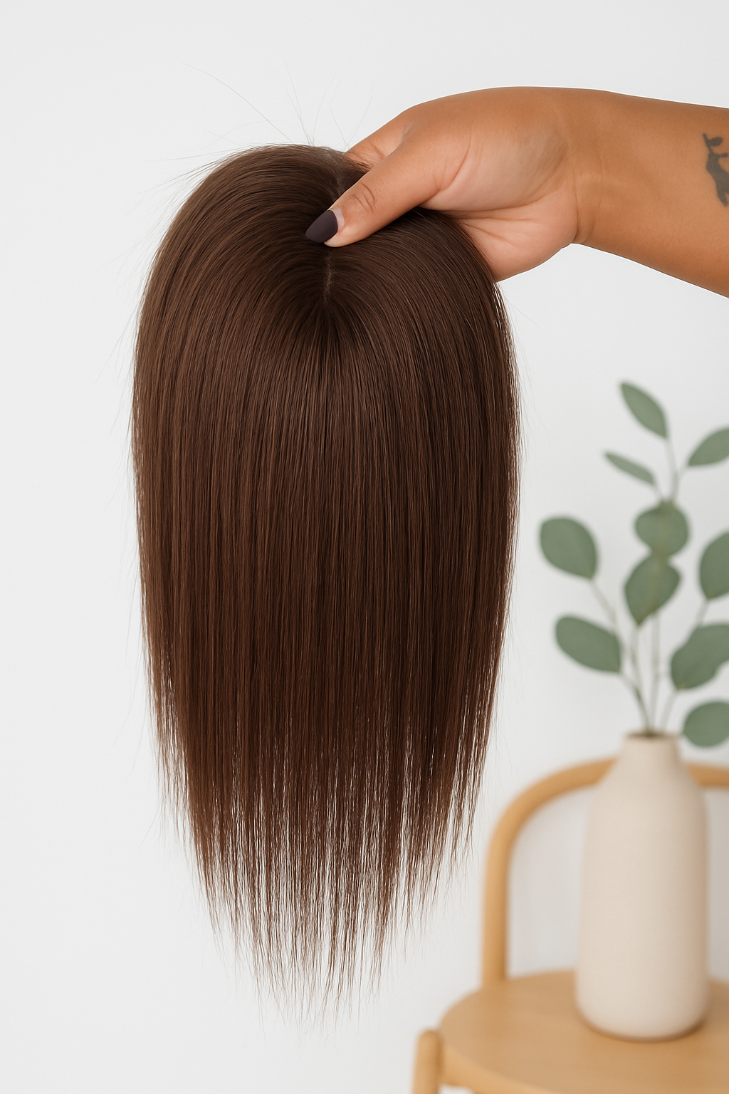 Topper Café 100% Cabello Humano 12” | Malla Indetectable, Natural, Lavable y Ondulable – ROSS WIGS