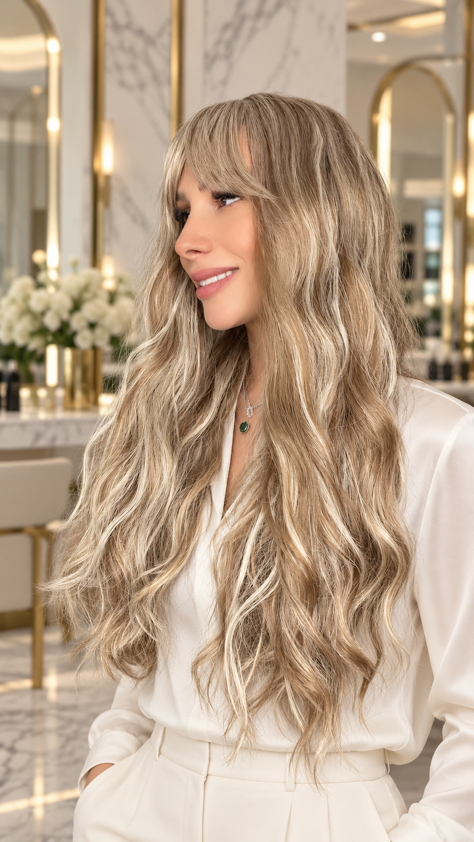 BRISA | PELUCA CLÁSICA 26" RUBIA LARGA CON ONDAS SIN PEGAMENTO