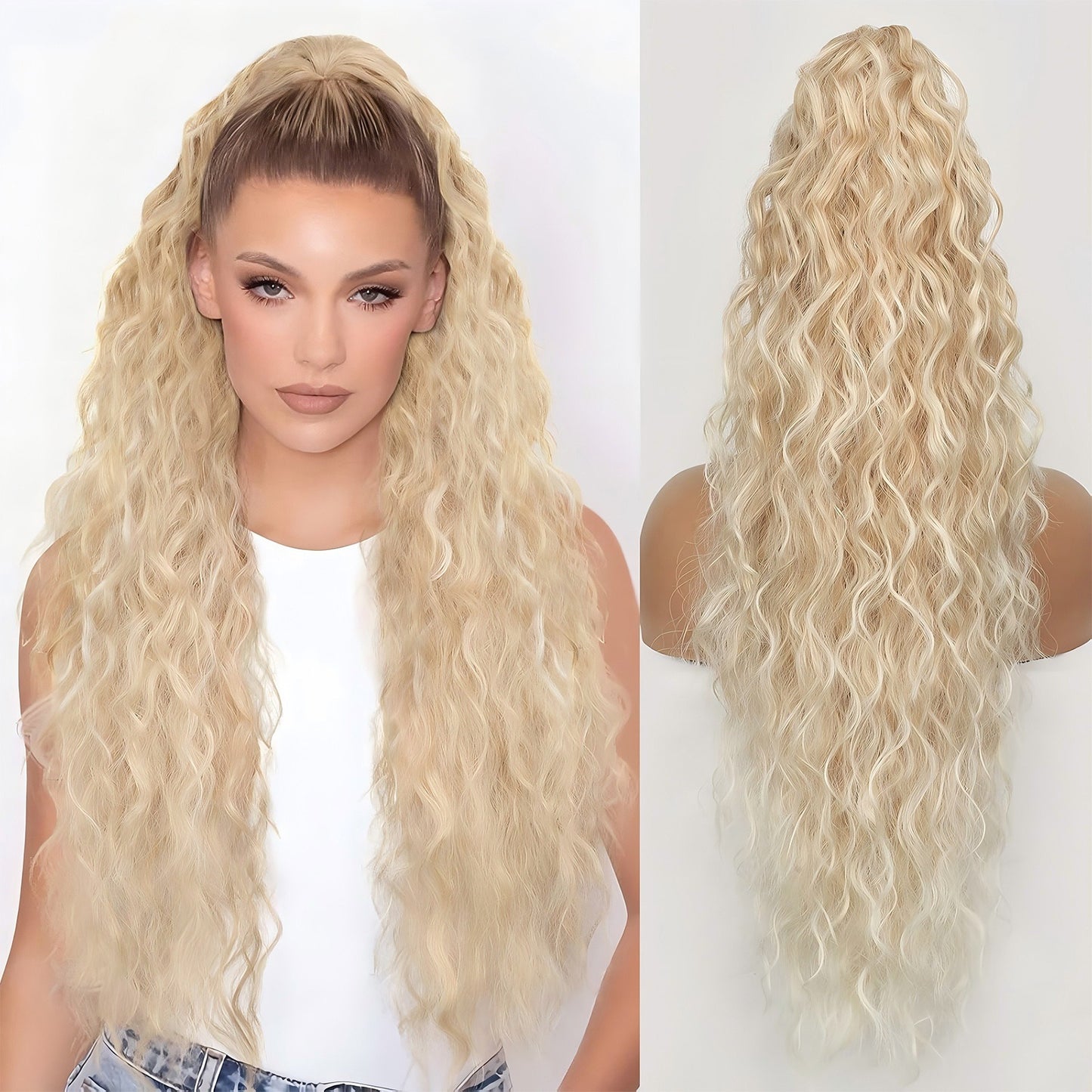 Coleta Rubio Extra Claro de Fibra Premium | Ponytail Resistente al Calor, Natural y de Fácil Aplicación