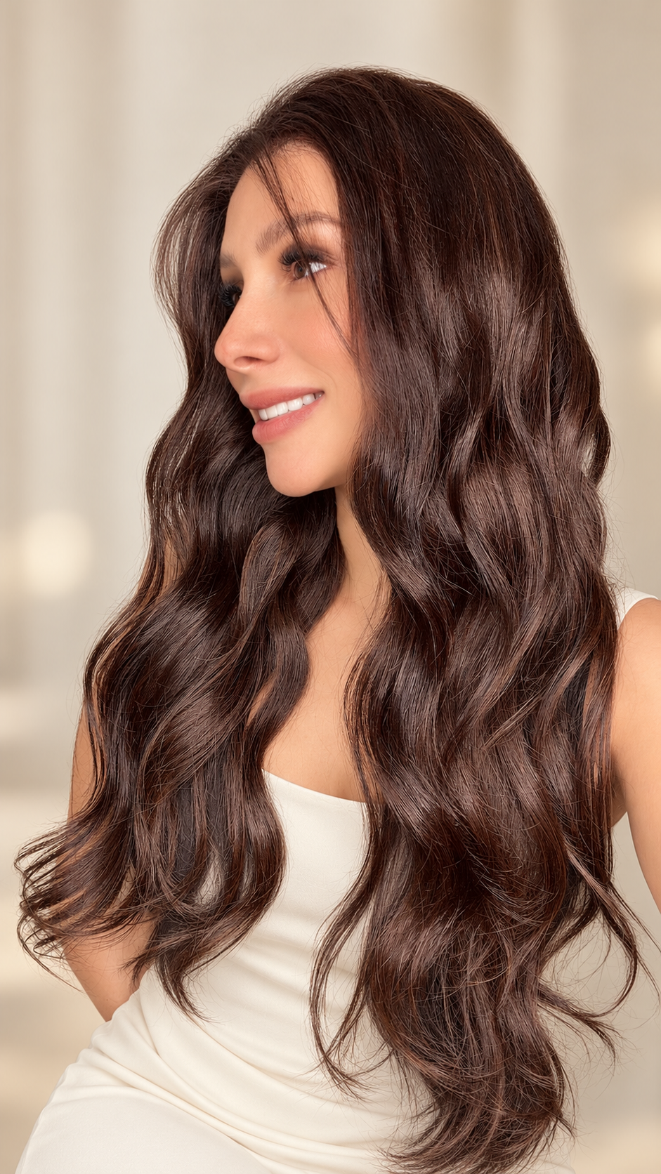 PELUCA DE CABELLO 100% HUMANO 24" CAFÉ TONO 4 | LACE FRONT 13X4 | DENSIDAD 180%
