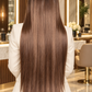 ATENEA | PELUCA REALISTA 13X6 CAFÉ CON RAÍZ LARGA 30" FIBRA PREMIUM RESISTENTE AL CALOR