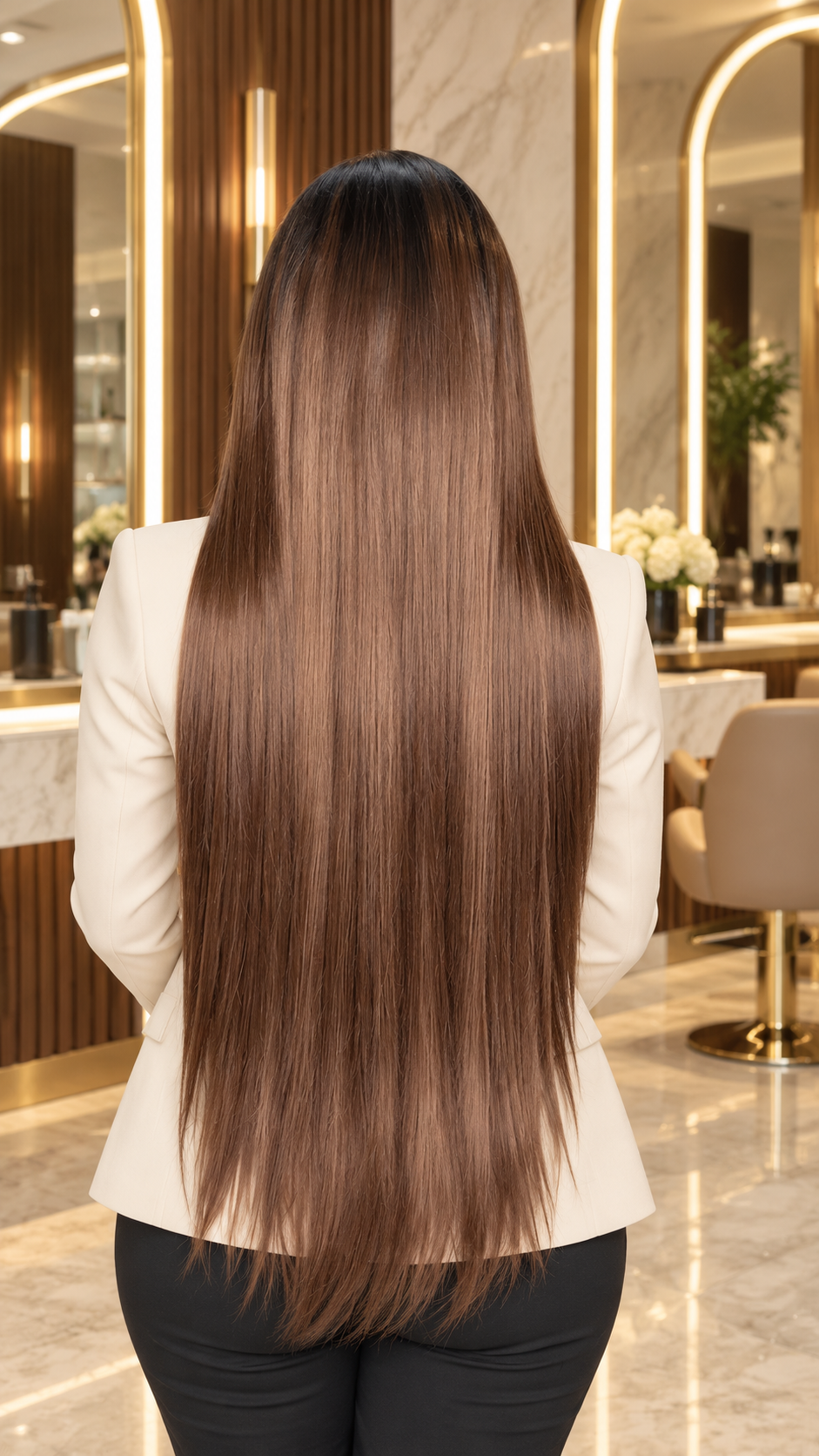 ATENEA | PELUCA REALISTA 13X6 CAFÉ CON RAÍZ LARGA 30" FIBRA PREMIUM RESISTENTE AL CALOR