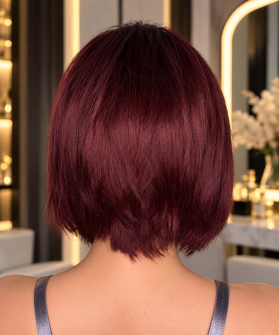 PELUCA 100% CABELLO HUMANO 6" ROJO VINO | LACE 13X1