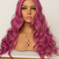 Peluca Fucsia 26” Ondulada | Lace Front 13x1 | Fibra Premium Resistente al Calor | Rosa Intenso Realista – Ross Wigs