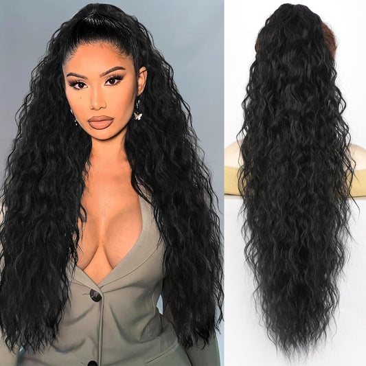 Coleta Castaño Oscuro de Fibra Premium | Ponytail Resistente al Calor, Natural y de Fácil Aplicación