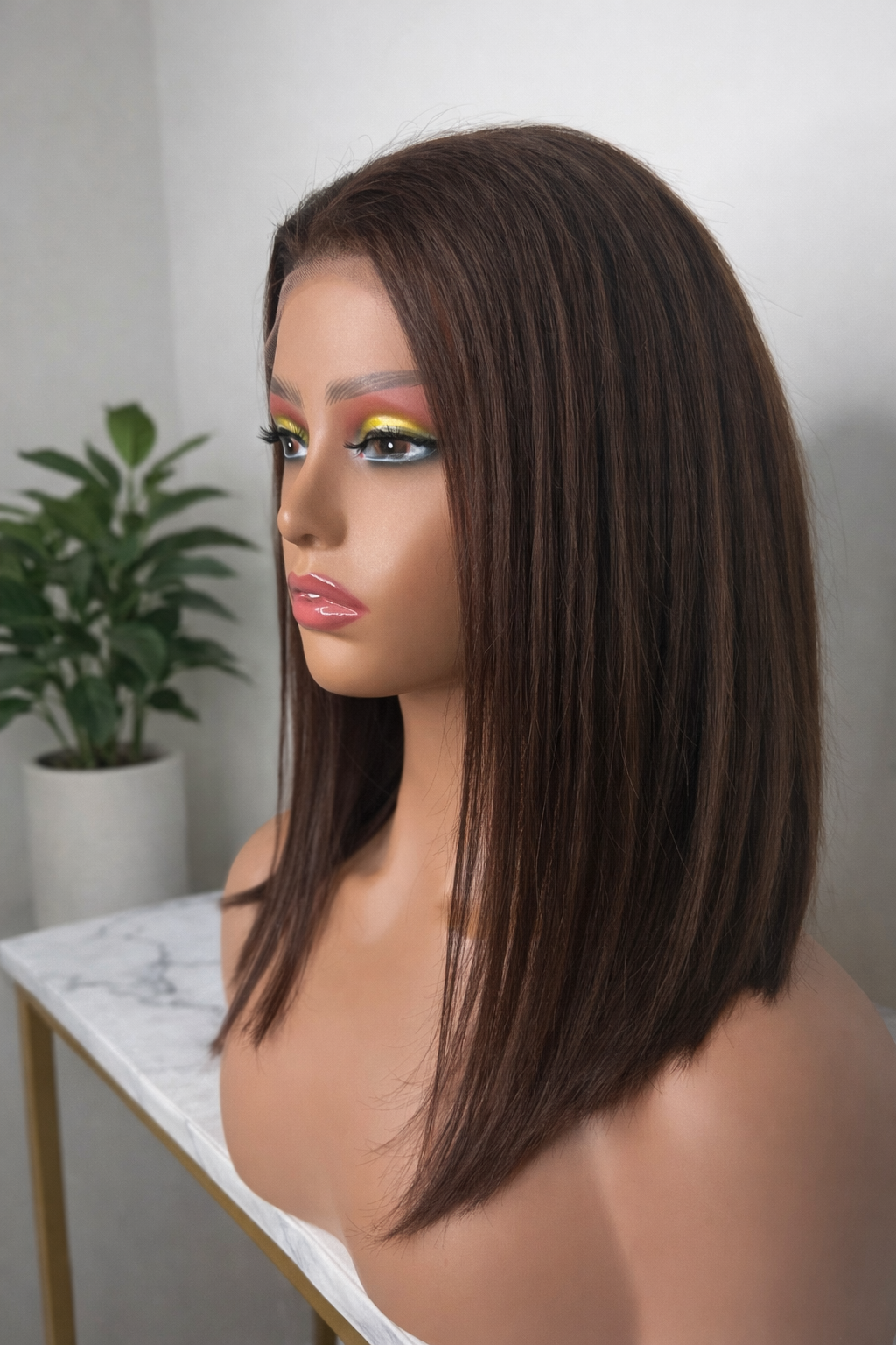 PELUCA 12 PULGADAS CABELLO 100% HUMANO CAFE OSCURO NATURAL