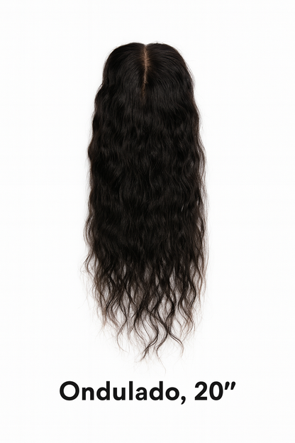 Topper de Cabello 100% Humano 20” | Base 9x14 cm | Volumen Natural para Alopecia