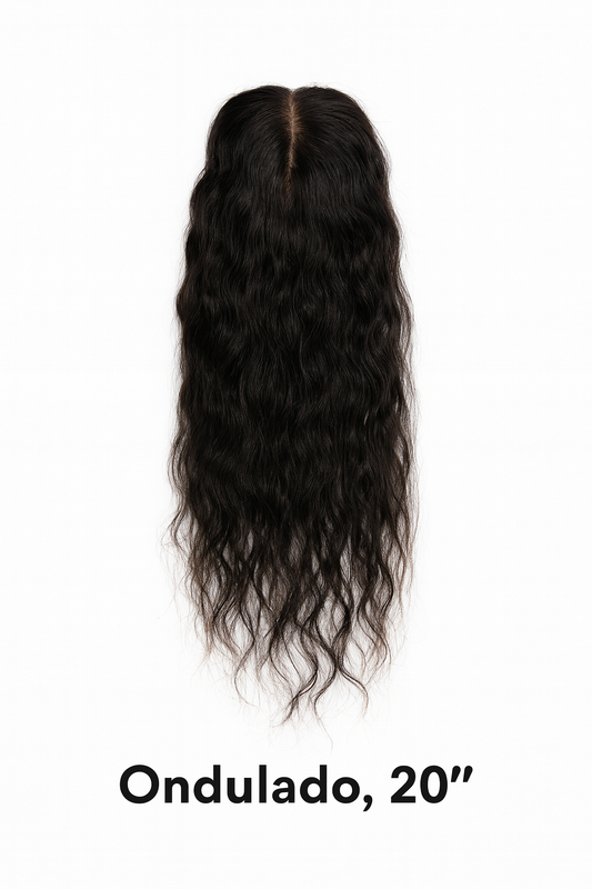 Topper de Cabello 100% Humano 20” | Base 9x14 cm | Volumen Natural para Alopecia