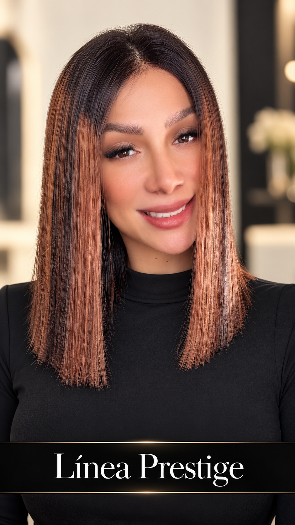 PELUCA DE CABELLO HUMANO VIETNAMITA 10" CASTAÑA CON REFLEJOS COBRIZOS | LACE HD 5X5 | GLUELESS SIN PEGAMENTO | LÍNEA PRESTIGE