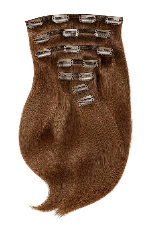 Extensiones de Cabello 100% Humano 22” – 110g con 7 Piezas de Clip, Naturales y Reutilizables (Copia)