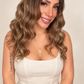 PELUCA DE CABELLO 100% HUMANO 16" BALAYAGE DORADO MIEL CON RAÍZ | CON O SIN PEGAMENTO