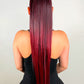 PONY TAIL   Coleta Roja cereza Degradada - Ligera, Práctica y Fácil para un look natural.