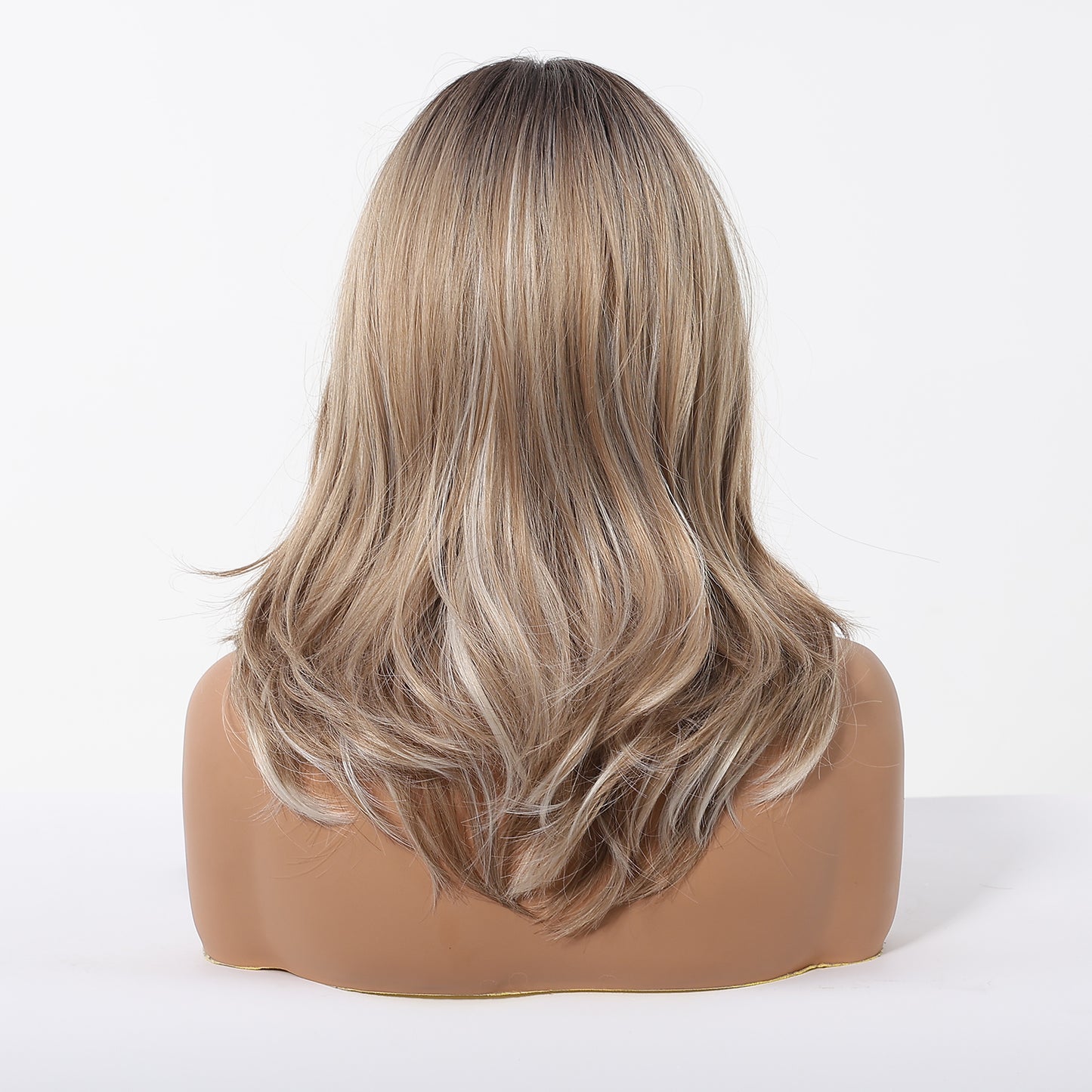 Peluca Realista rubia con raiz   –  Fibra Premium sin Pegamento)